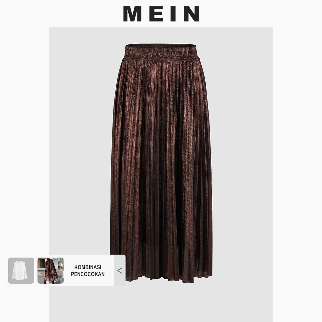 [MEIN] [Clearance] Urban Plisket Rok Wanita Rok Gaya Empat Musim Panjang Dewasa Cewek Hitam Midi Baw