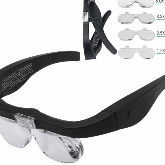 

Kacamata Pembesar Reparasi Ponsel Handphone Jam 5X Magnifier 2 Led