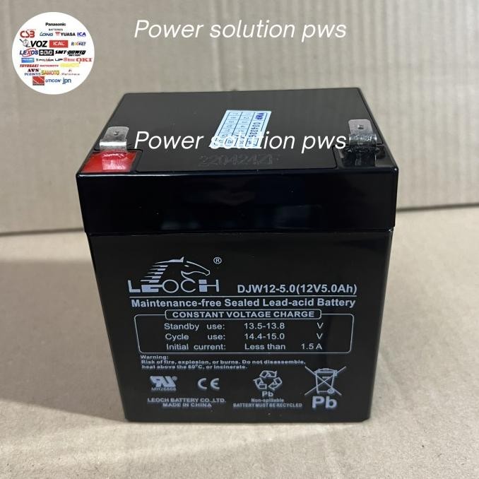 Aki UPS LEOCH 12V 5Ah 5,4Ah 5.4Ah 4,5Ah 4.5Ah  Baterai UPS APC Leoch DJW12-5.0 DJW 12-5.0 12V 5Ah
