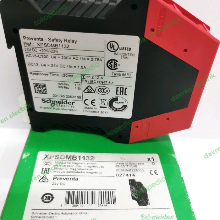 Schneider Safety Relay Xpsdmb1132, 24Vdc Genuine
