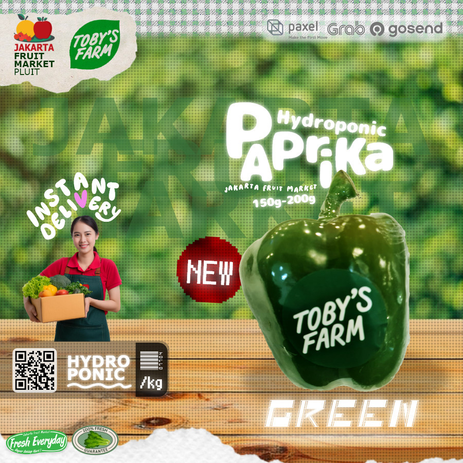 

TOBY'S FARM PAPRIKA all red green yellow sayur capsium tobys hidroponik segar
