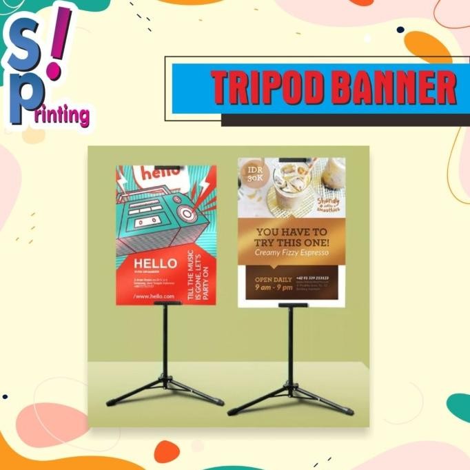 

tripod banner komplit plus cetak, infra board, dan kaki 60x80