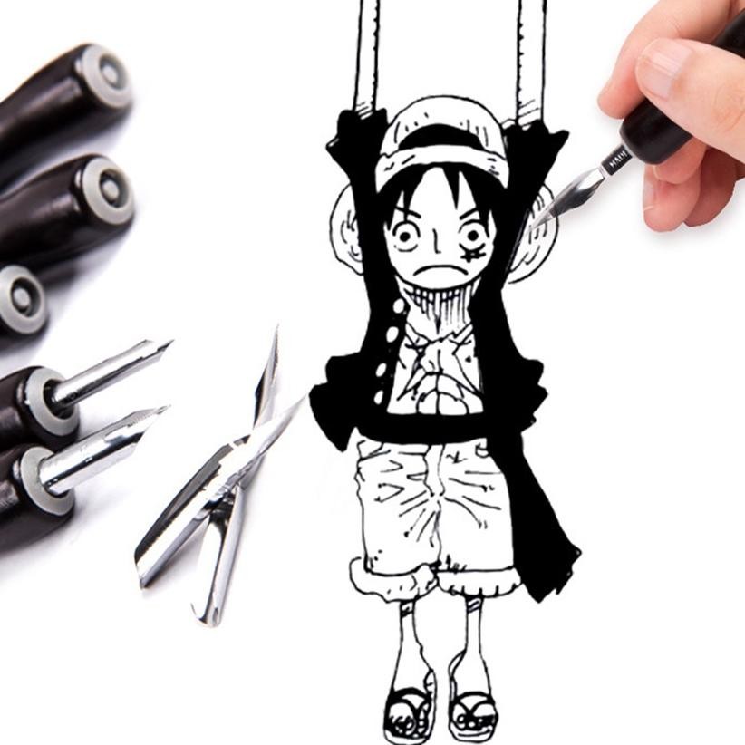 

asd-86 Pena Kalam Kaligrafi 1 Set Fountain Pen Kaligrafi Calligraphy Pen Manga Comic Pen Drawing Tools 1 Pen Holder + 5Nibs Terlaris