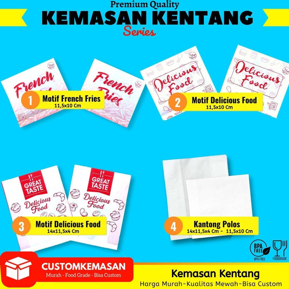 Bisa COD Kemasan Kentang Goreng / Kantong Kentang Goreng / Kantong Kertas Kentang Goreng / Bungkus K