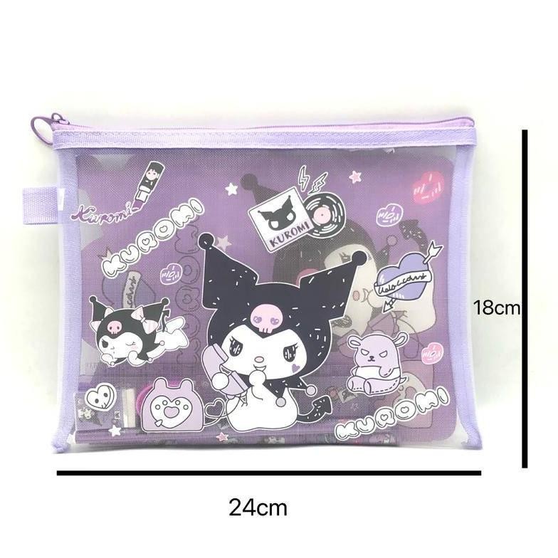 

vb-8 Kotak Pensil Set Sanrio Stationery Set Alat Tulis Karakter Kuromi Cinnamaroll Penggaris Pensil Hemat