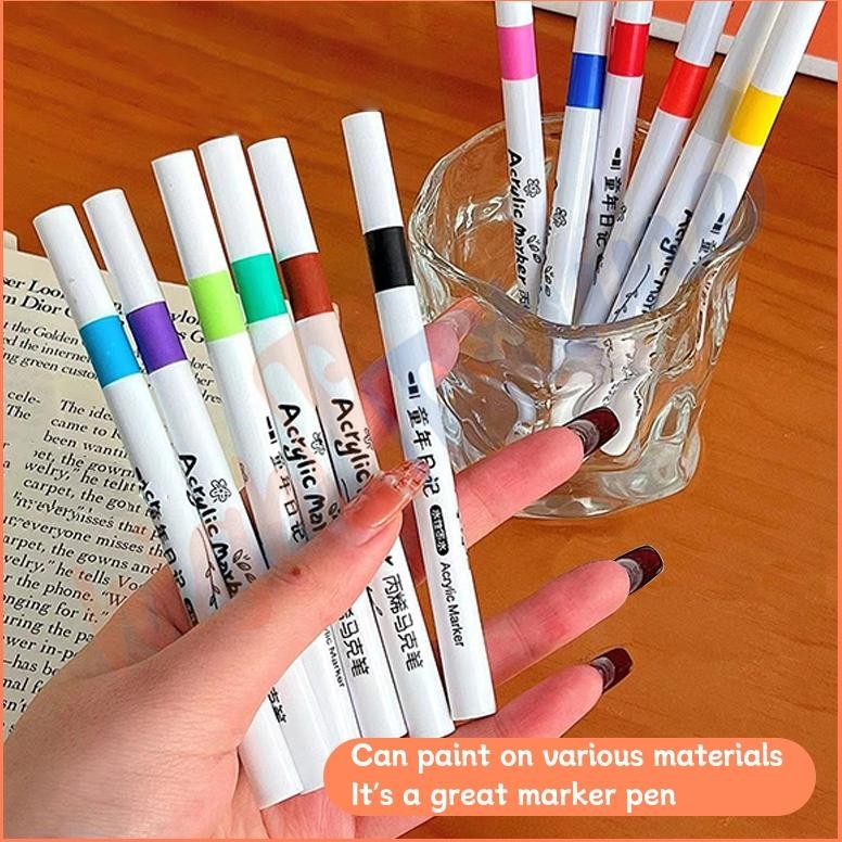 

tre-57 Hightune Akrilik Marker Set Spidol Akrilik Spidol DIY Painting Spidol Pastel Pulpen Diy Highlight Drawing Waena Baru Murah
