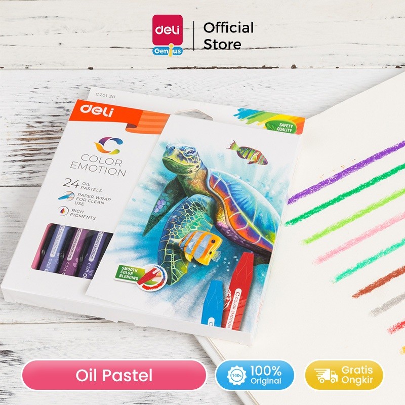 

Deli Oil Pastel 12/24 Warna High Pigmented Smooth Rich Blending EC201X0