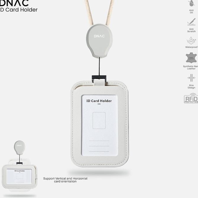 

DNAC ID Card Holder and Card Slots with Ribbon Lanyard - White