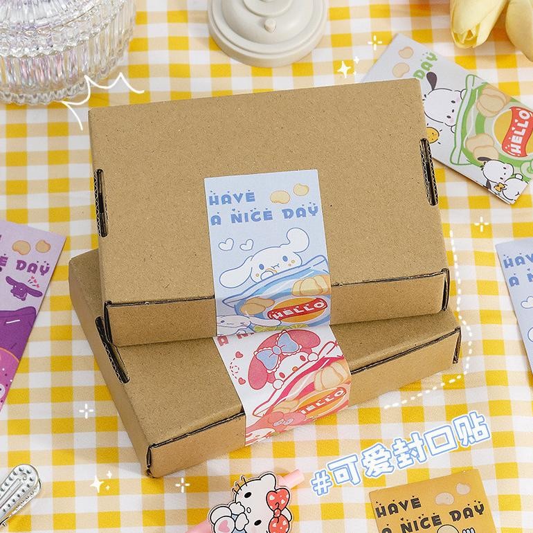 

50pcs Stiker Label 5x10cm Sticker Sealing Packaging Stiker Segel Cinnamoroll Kuromi Melody baru