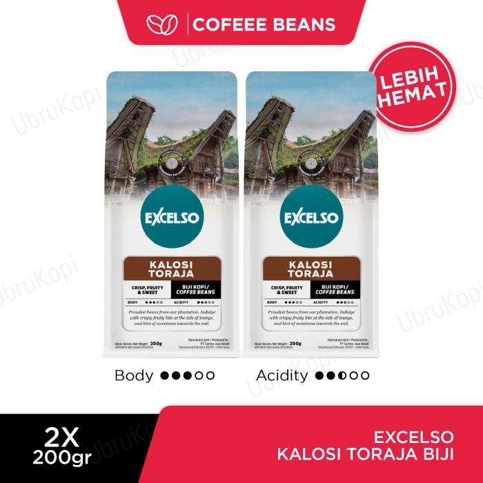 

Excelso Kalosi Toraja Biji 200G Twin Pack