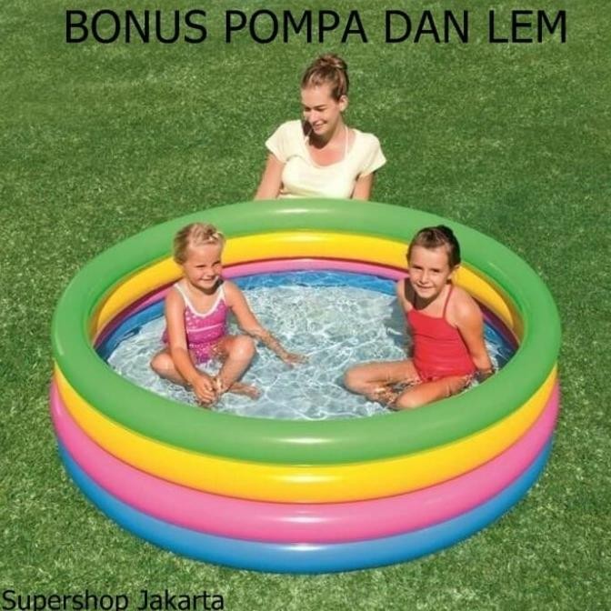Kolam Renang Anak Plastik / Kolam Anak Pelangi /Kolam Anak Bonus Pompa