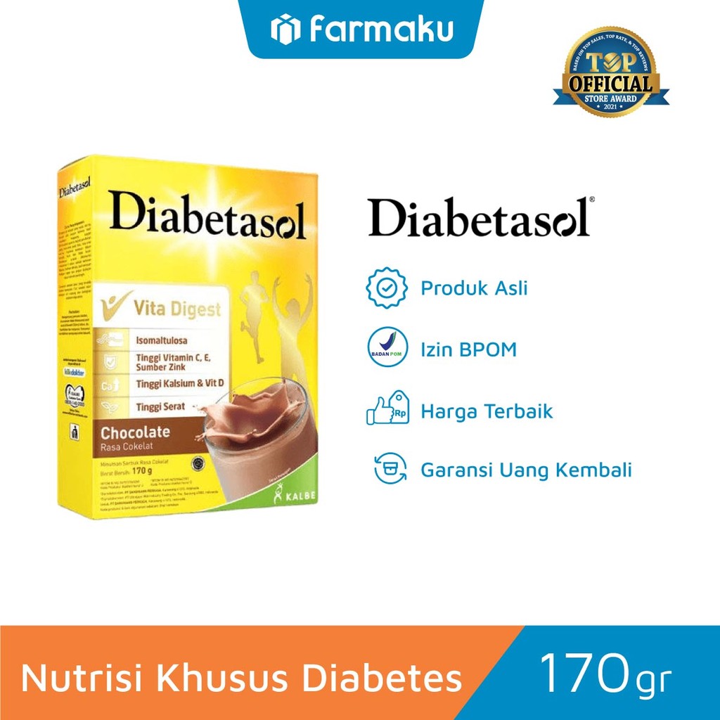 

Diabetasol Rasa Cokelat - Susu untuk Diabetes - 170 gr