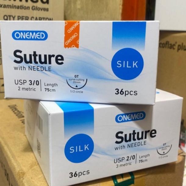 Benang Jahit Luka Silk Suture With Needle Onemed 3/0