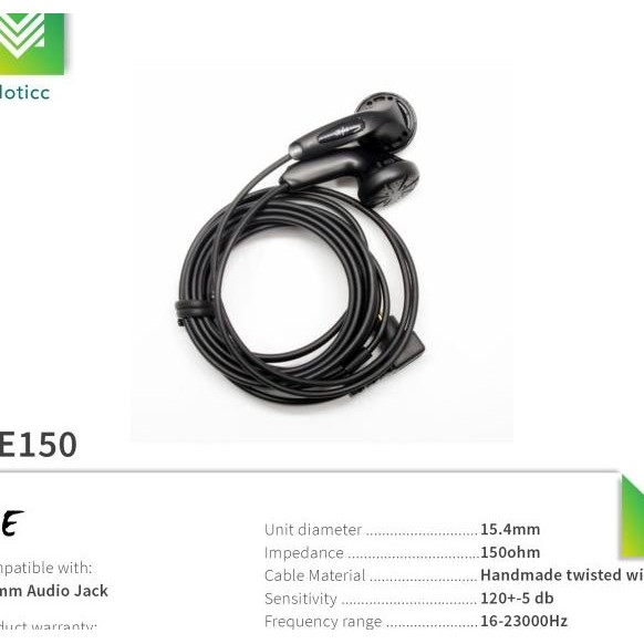 Earbud He-150 He 150 Ohm Headset Earphone Non C