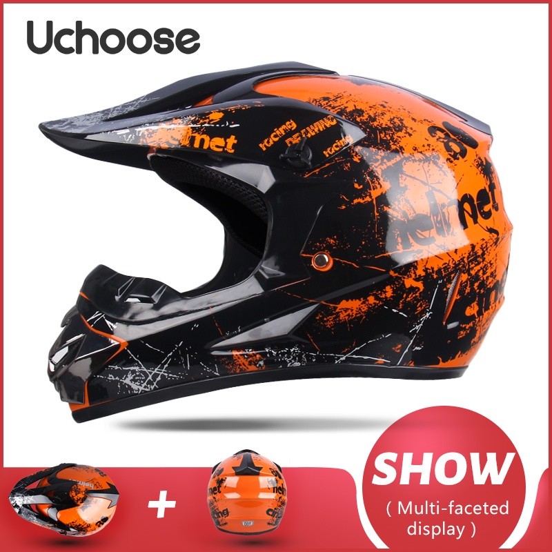 Helm Off-Road Sepeda Motor Anak Pelindung Helm Sepeda Motor Motocross Balap Sepeda Motor Trail Wajah
