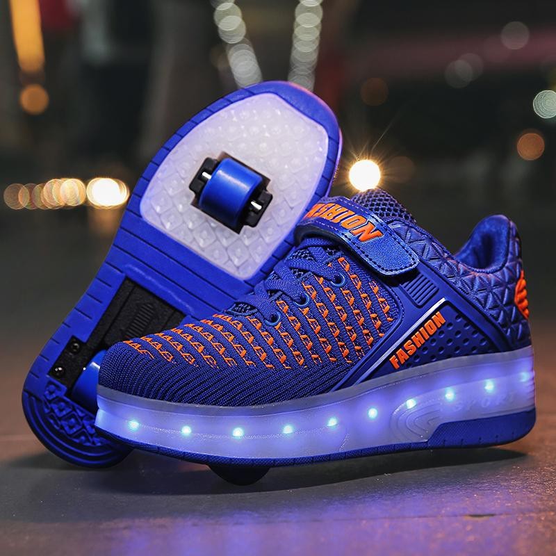 Kids Glowing LED Light Sneakers dengan satu/dua roda anak laki-laki dewasa perempuan roller skate an