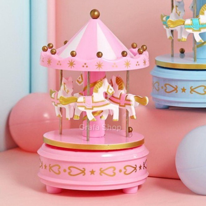 Aventy - Kotak Musik Cantik Kuda Putar Musik Box Carousel