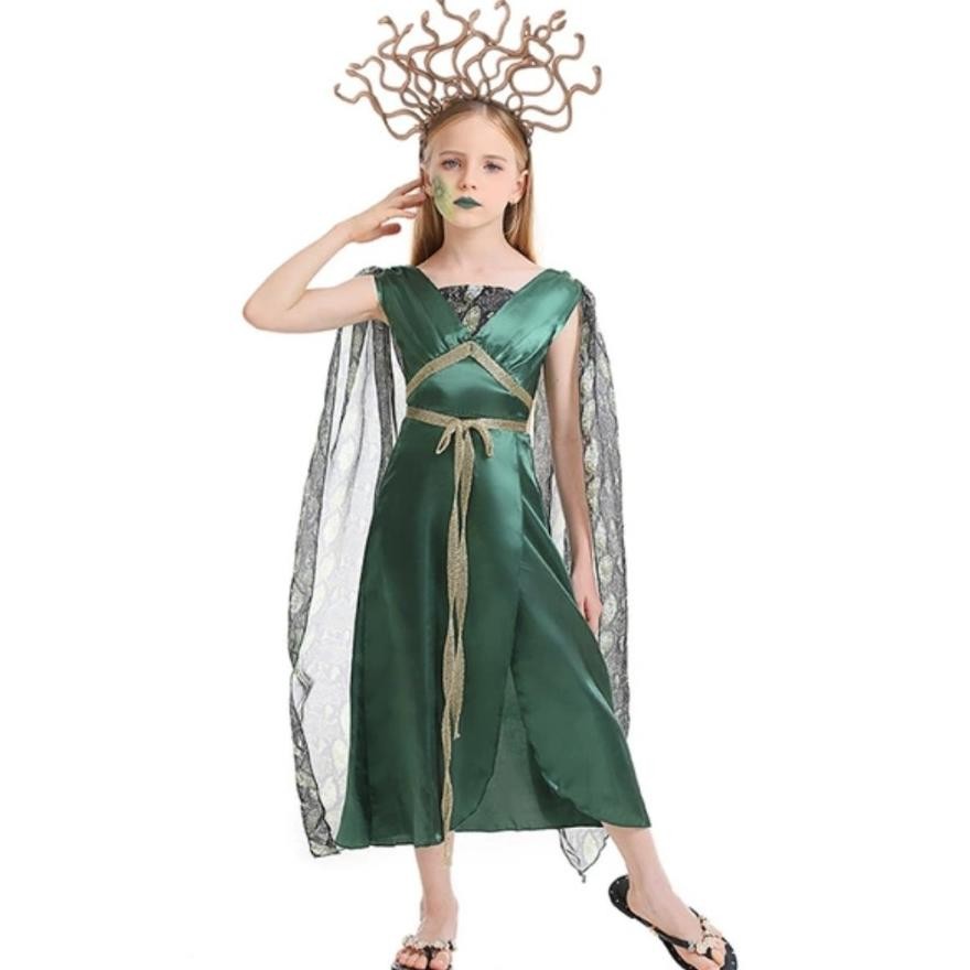 opi Medusa Greek Goddess Costume Halloween Costume Kostum Anak Dewi Yunani TERLARIS