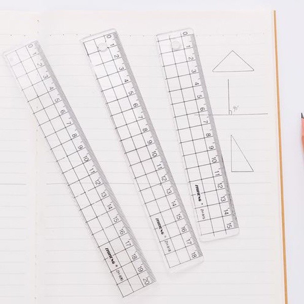 

Penggaris aesthetic ukuran 15cm 18cm dan 20cm transparan bening grid ruler MK1285