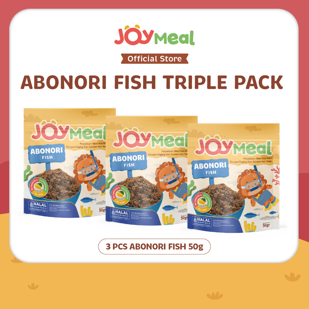 

[Bundle 3 pcs] JoyMeal ABONORI FISH @50gr Triple Pack 3pcs Original - MPASI Cemilan Sehat Bayi & Anak | Perpaduan Abon Nori dengan Daging Ikan Salmon & Tuna