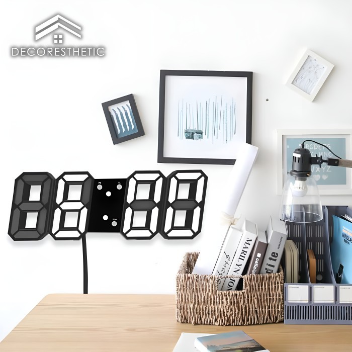 Jam Digital Dekorasi Meja LED Alarm Modern Aesthetic Baterai USB
