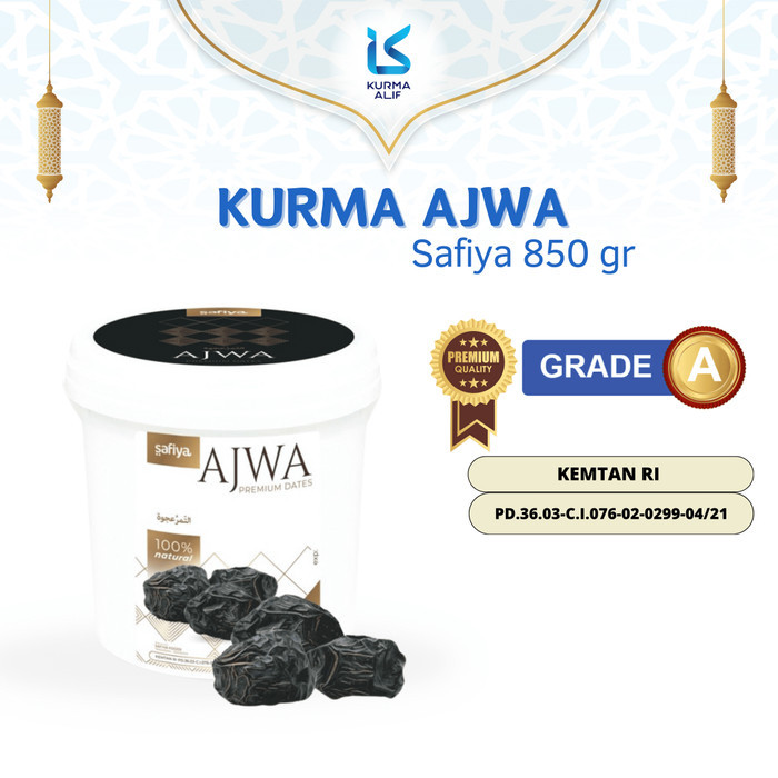 

Kurma Ajwa Kemasan Ember 850 gr 100% Original Kurma Nabi Premium