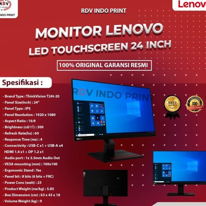 Monitor Lenovo Led Touchscreen 24 Inch Terbaru