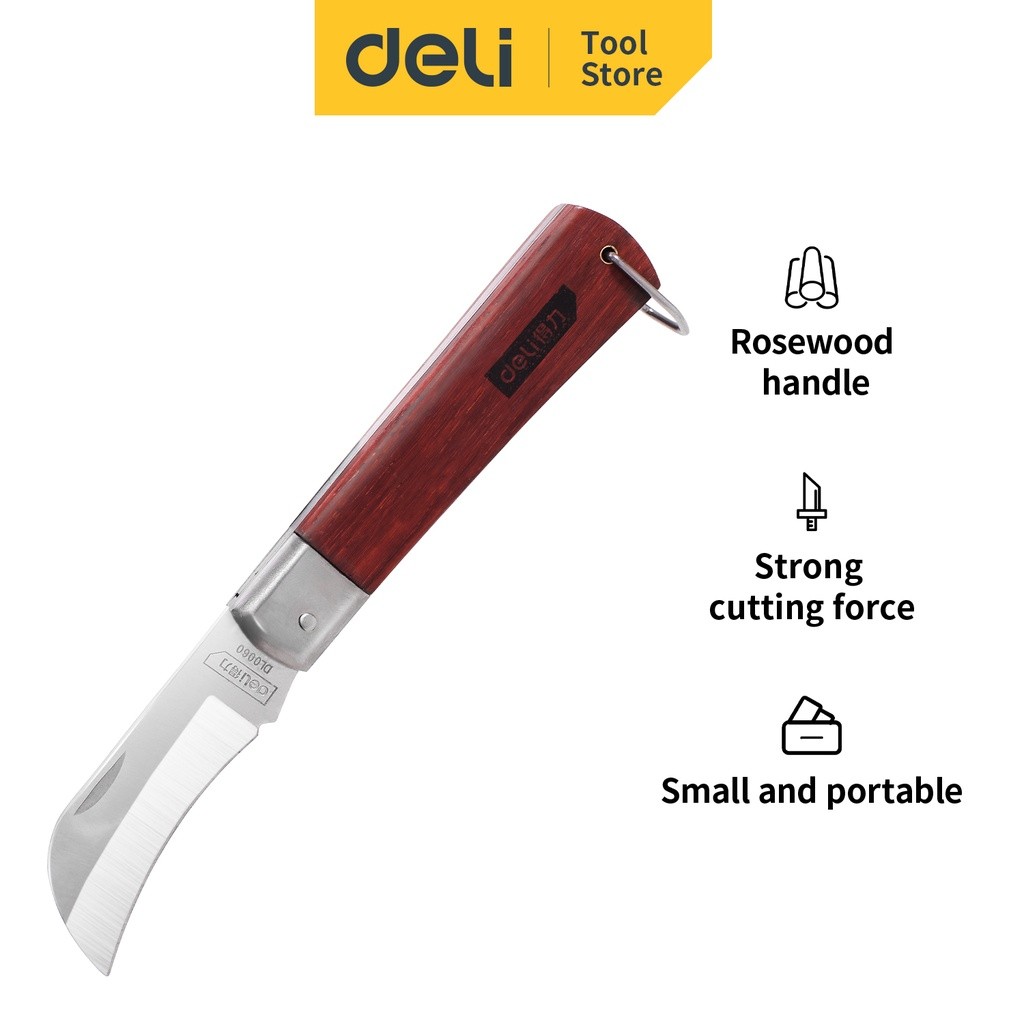 Deli Pisau Kabel Lurus dan Bengkok 200mm Dengan Gagang Kayu DL00X0