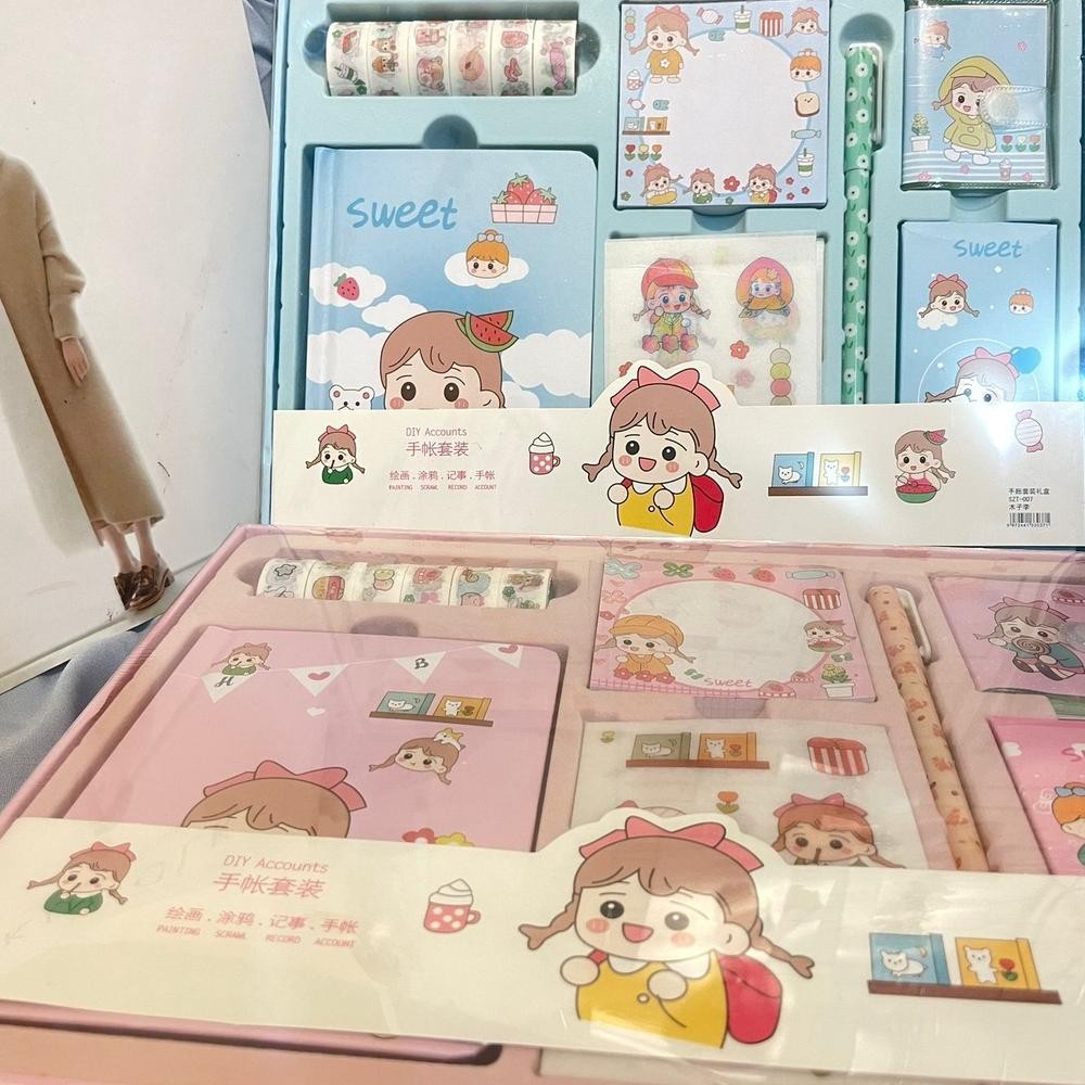 

TR21 Paket Jurnal Alat Tulis 7 in 1 - PASTEL BLUE PINK - hampers hadiah sovenir gift set diary diari journal isi set alat tulis buku memo notes notepad solatip label pen stiker lucu unik alat tulis hadiah sovenir kado kerja sekolah kantor Hemat