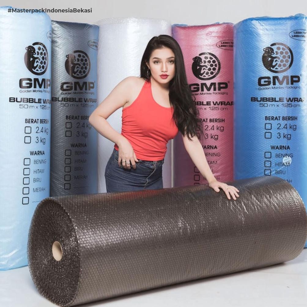 

ad-532 Bubble Wrap GMP 125 cm x 50 meter Bening Hitam Viral