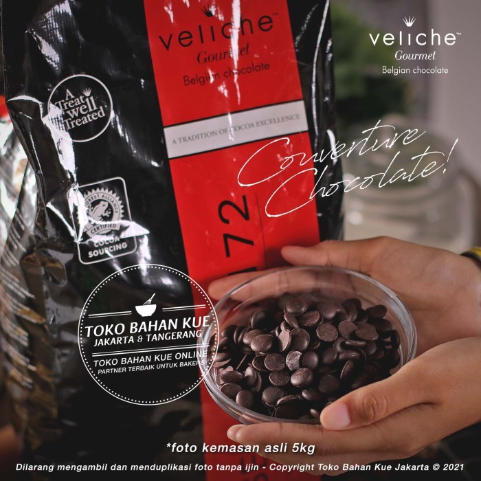 

Veliche Gourmet Couverture Chocolate Coin 72% Sensation 100Gr Cokelat