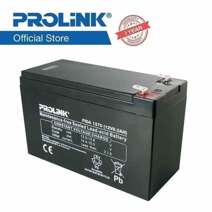 Baterai UPS PROLINK 12V/8.2AH/UPS/VRLA. Aki Battery FIDA 1270 1274 8Ah