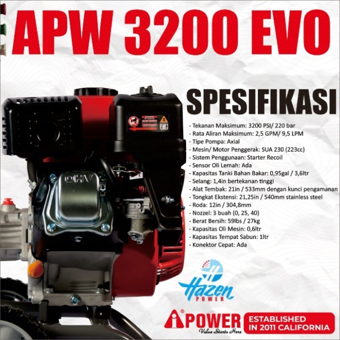 ( PROMO ) Steam JetCleaner High Pressure Washer AiPower APW-3200PLUS nHAZENstore