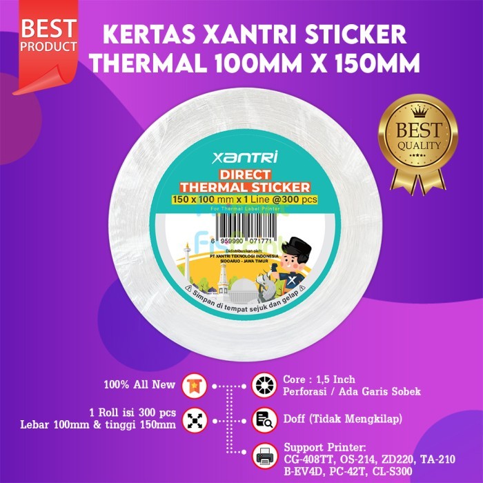 

Terlaris Kertas Thermal 100mm X 150mm, Label Barcode Direct Resi 1 Roll Isi 300 SALE