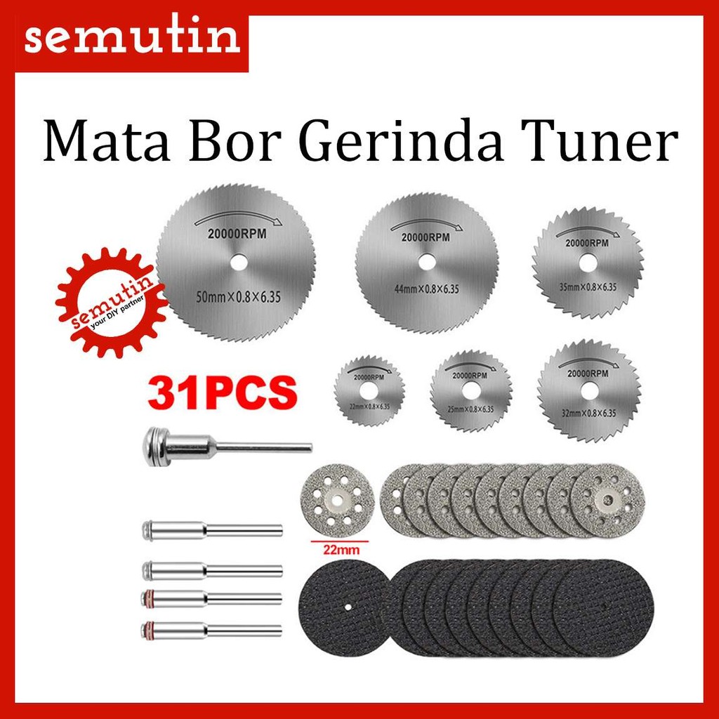 Mata Bor Gerinda Tuner Sets 31in1 AH71 SM / Diamond Cuner Porting Mini Kayu Hss Saw Blade / Potong S