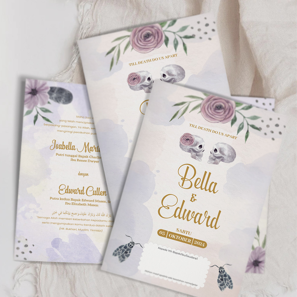 UNDANGAN AESTHETIC- Undangan Pernikahan Simple Minimalis Desain Kekinian Terbaru Murah Lipat 2