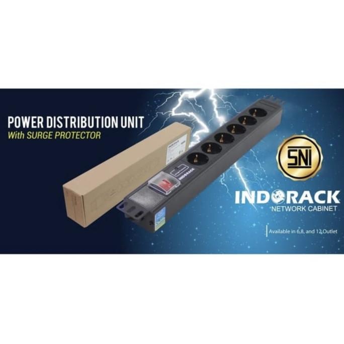 PDU Rack Server Surge Protector Stop kontak 6 Lubang Indorack Original