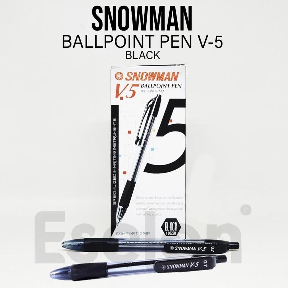 

1pc Pulpen Snowman V5 Hitam/Ballpoint Snowman V5 Cetek Asli