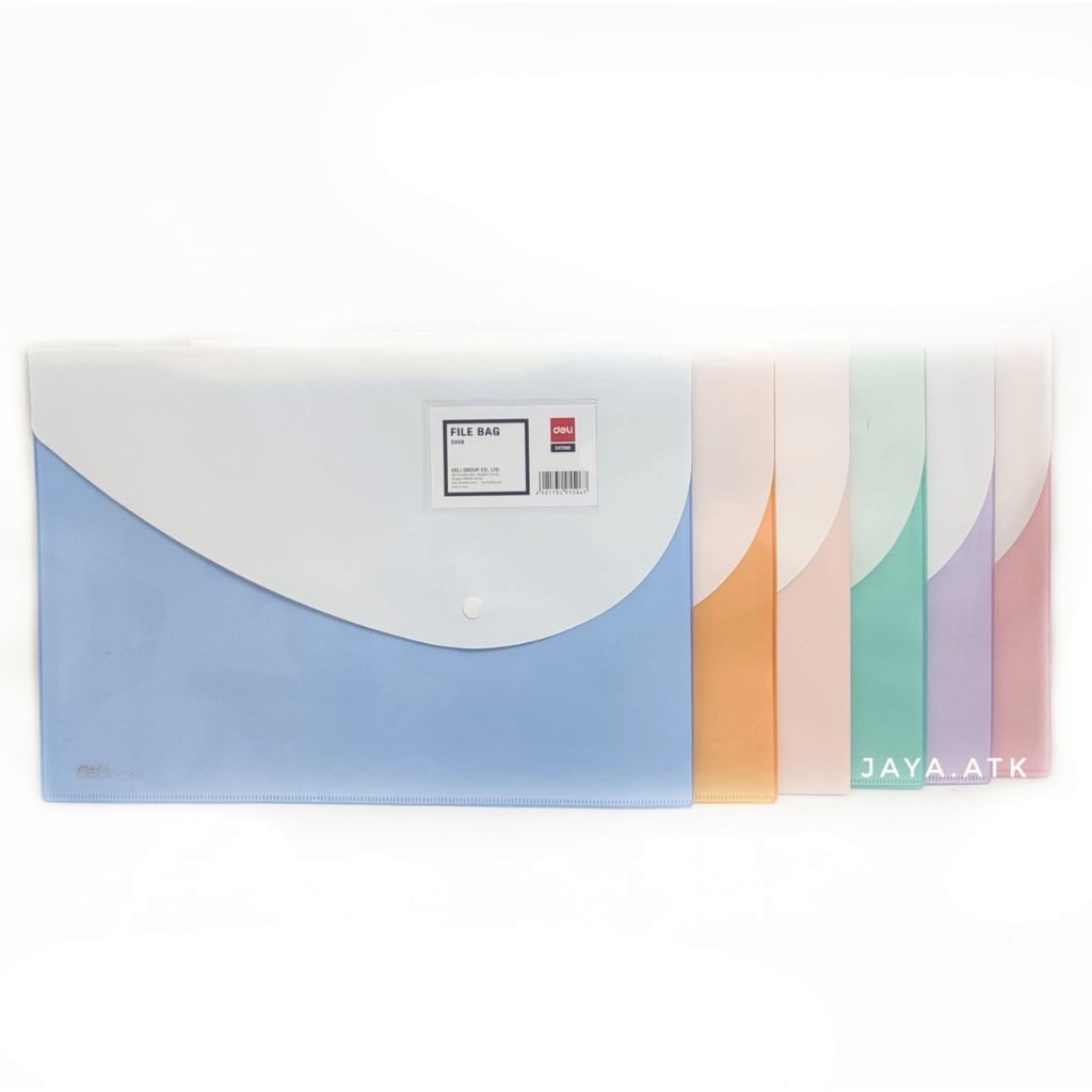 

MAP KANCING PLASTIK DOKUMEN FOLIO 2 SISI WARNA PASTEL DELI 5506 SOFT COLOUR LUCU TEBAL