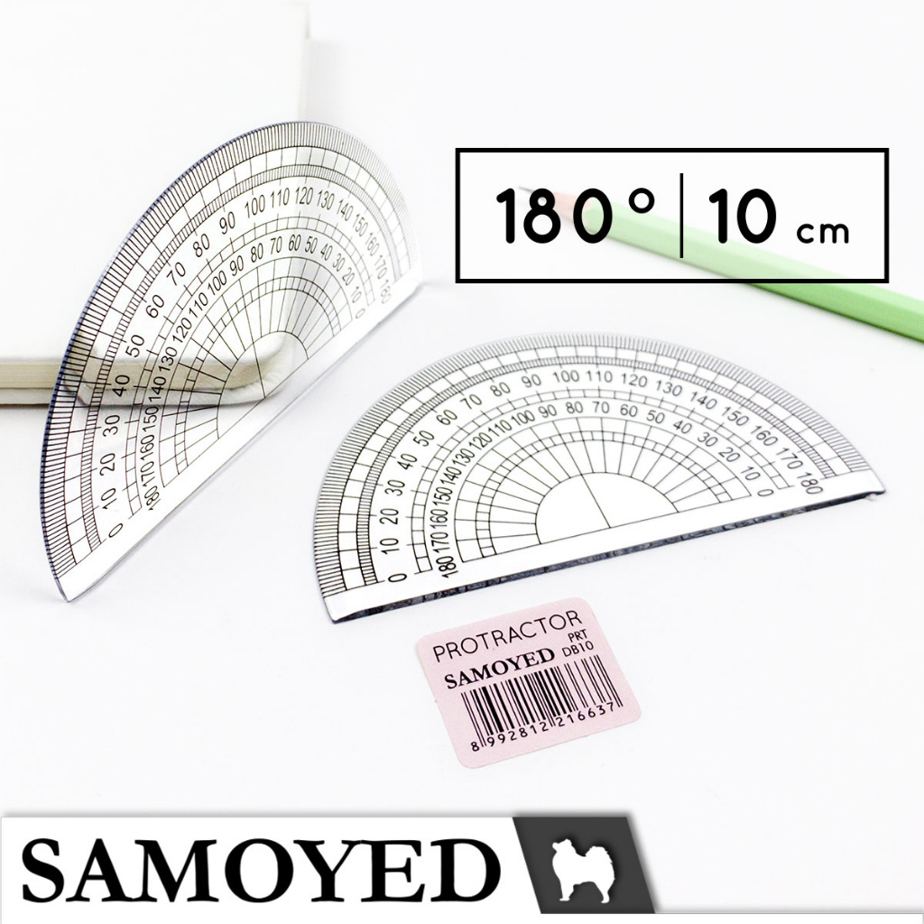 

Penggaris Busur Derajat Plastik / Plastic Protractor 180 / Half Circle 10 cm Samoyed PRT-D