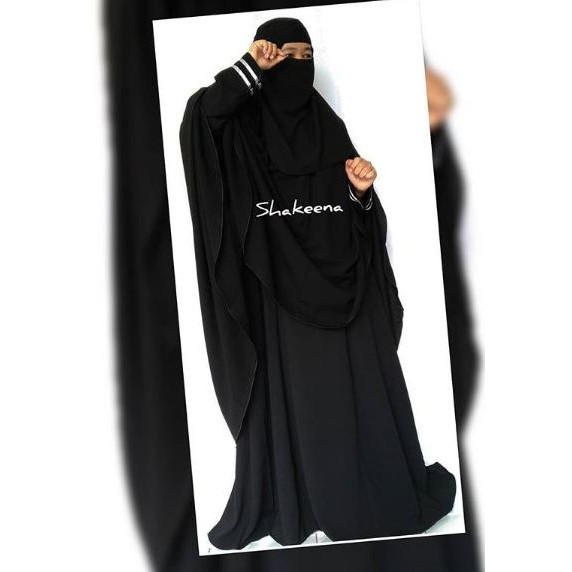 Gamis set Jet black free cadar bandana HT
