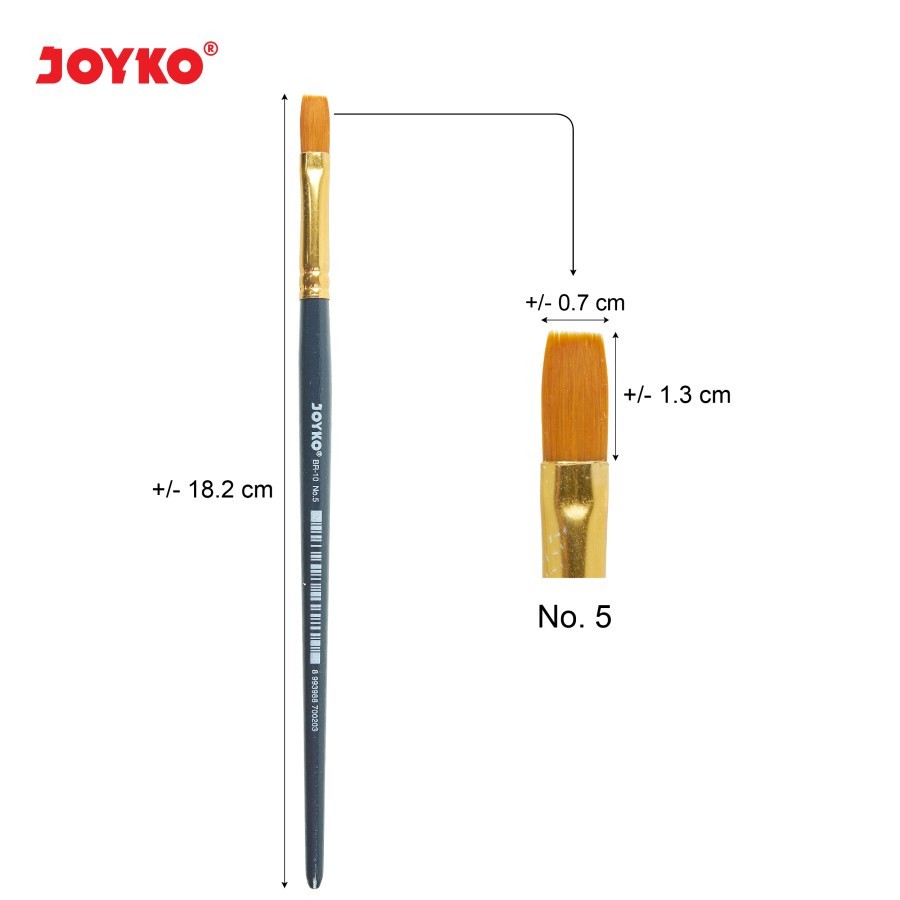 

KUAS PIPIH JOYKO BR-10 No.00 - No.12 FLAT NYLON BRUSH KUAS CAT AIR - MINYAK - ACRYLIC 1Pcs