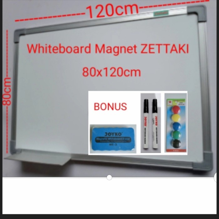 

TERBARU! Papan tulis magnet whiteboard gantung single face ZETTAKI 80x120cm