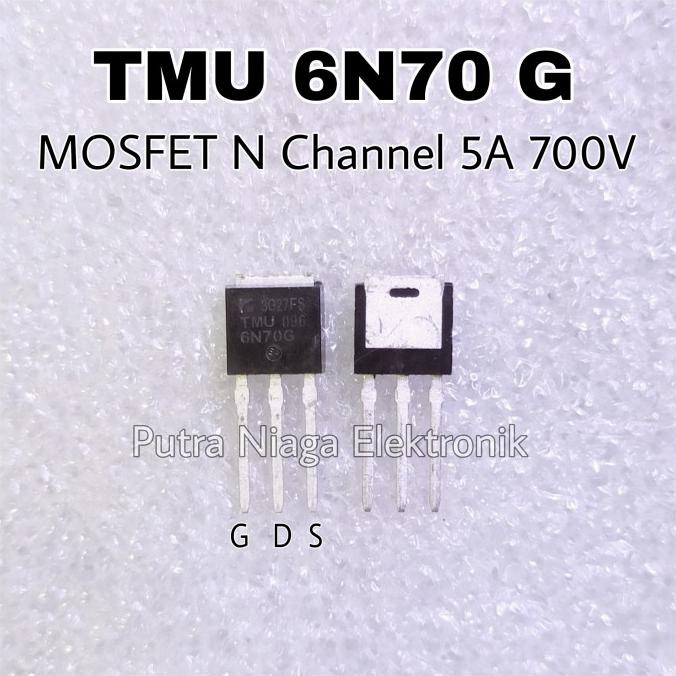 Mosfet kecil TMU6N70G N Channel 6N70 5A 700V TO-251 I-Pak putr4n Murah