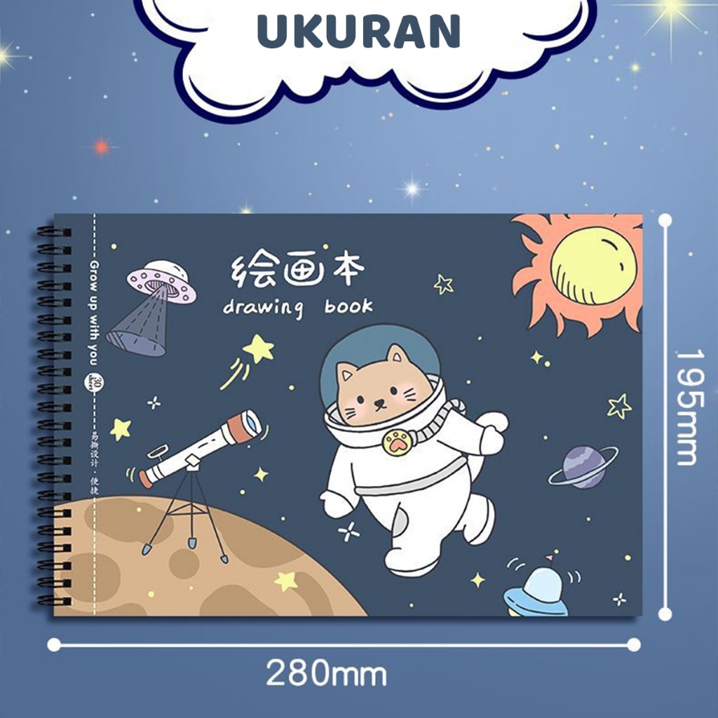 

Aimilo Buku Gambar Anak Sketchbook A4 Drawing Book Astronot Jilid Spiral Kertas Tebal 30 Lembar