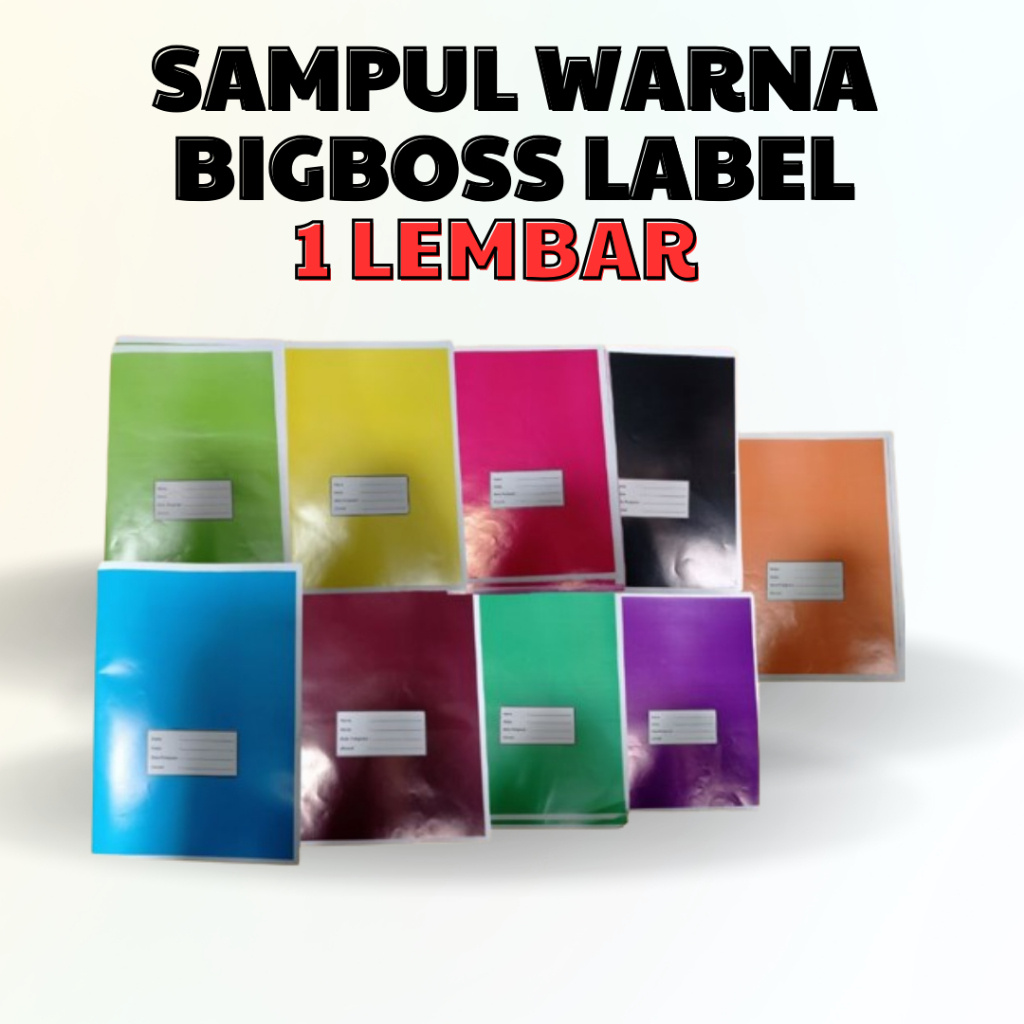 

1 LEMBAR !!! SAMPUL BIGBOSS/BOXY LABEL BERWARNA WARNI - SAMPUL NAMA SEKOLAH BERWARNA UKURAN