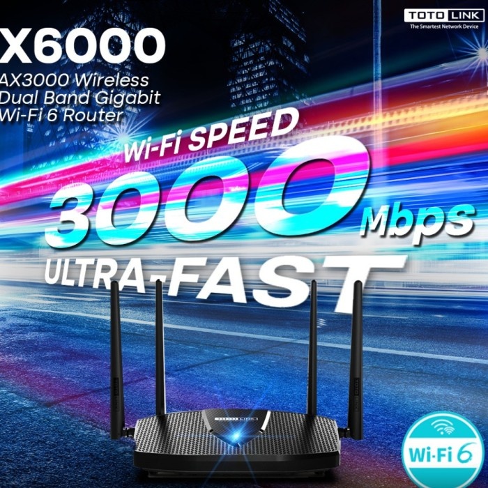 ROUTER TOTOLINK X6000R - AX3000 DUAL BAND GIGABIT WIFI 6 ROUTER X6000R