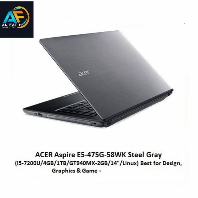 Masih Ada Acer Aspire E14 E5 475G Intel Core I5-7200 Ram 4 Gb Hdd 1 Tb Vga 930Mx