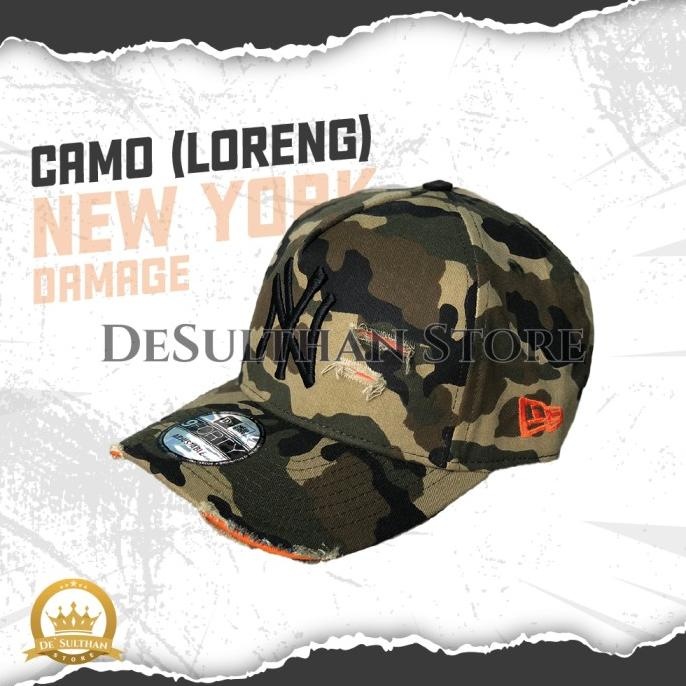 TOPI BASEBALL Topi New Era 9Forty Baseball Hat Damage Ripped Sobek NY ORIGINAL