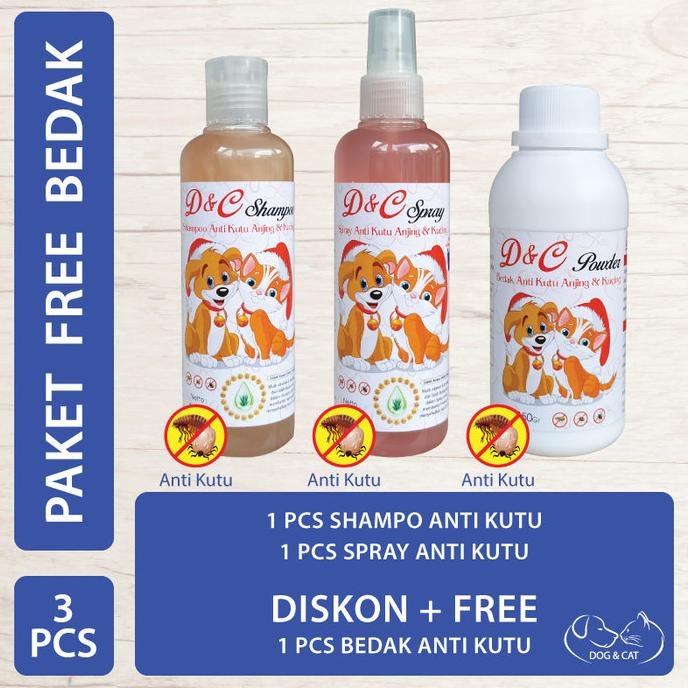 

D&C Shampo & Spray Anti Kutu Free Bedak Anti Kutu Anjing & Kucing